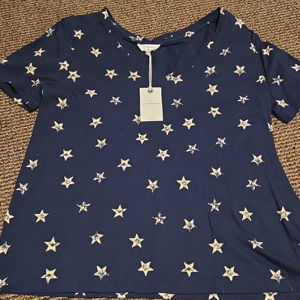 Lucky Brand Cotton Navy Graphic Star Tee T-shirt NWT